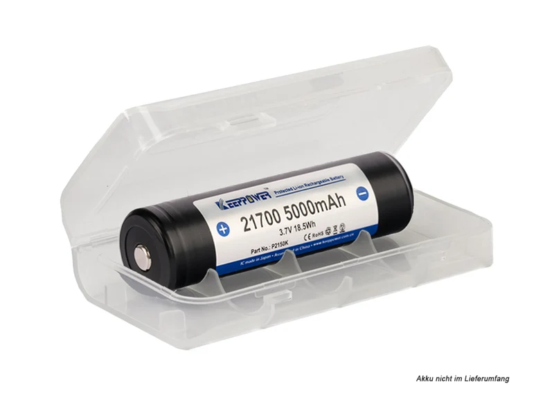 Keeppower Box für 2x 20700 oder 21700 Akkus bis 77mm Länge (transparent) M4