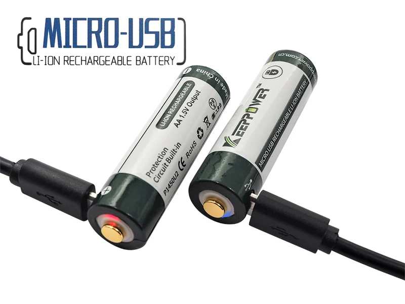 Keeppower AA 1,5V 3390mWh (ca. 2260mAh) Lithium-Ionen-Akku (Wiederaufladbar über micro USB)
