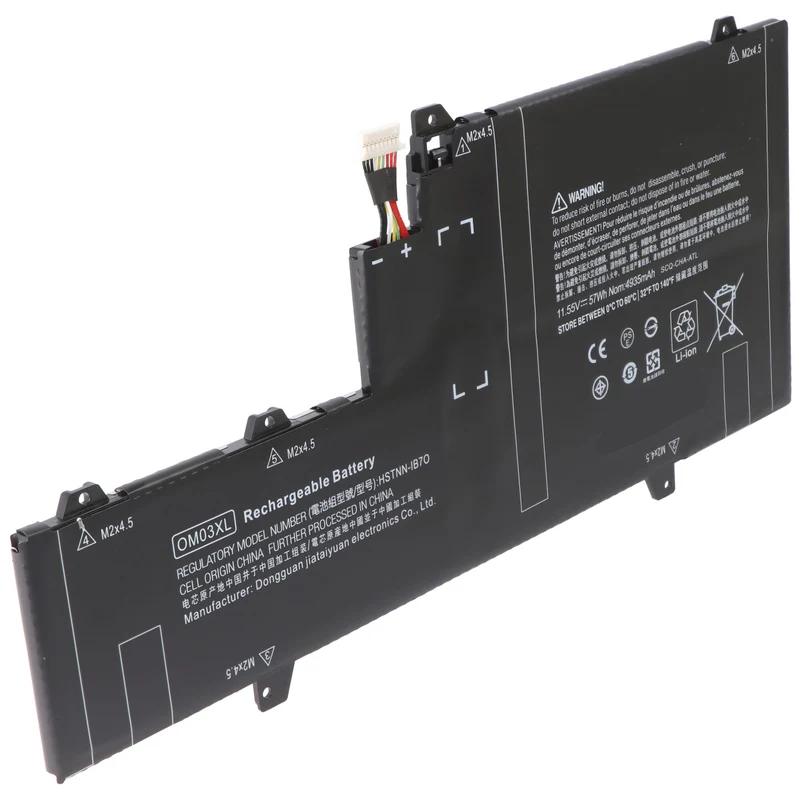 AccuCell Akku passend für HP EliteBook x360 1030 G2, OM03XL, Li-Polymer, 11,55V, 4900mAh, 57Wh, built-in ohne Werkzeug