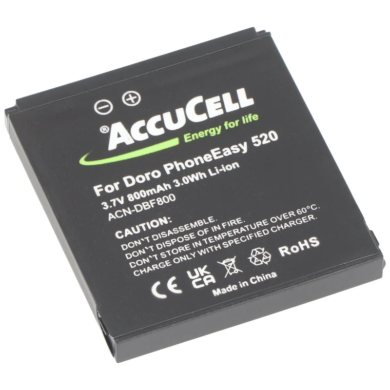 AccuCell Akku für Doro PhoneEasy 520 Akku DBF-800A, DBF-800B, DBF-800C, DBF-800D, DBF-800E 43,7x39,6x5,5mm