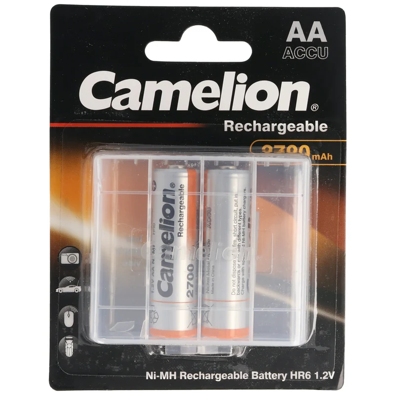 Camelion AA, Mignon LR6, HR6, NiMH Akku mit bis zu 2700mAh in 2er Blisterverpackung, Abmessungen 50,5x14,1mm