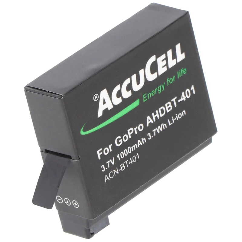 AccuCell Akku passend für GoPro Hero 4 Akku AHDBT-401, BT-401 mit 100mAh (kein original GoPro Artikel)