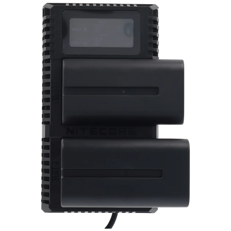 Nitecore 2fach Schnell-Ladegerät passend für den Akku Sony NP-FM500H, Sony NP-F730, Sony NP-F750, Sony NP-F770, Sony NP-F970, Sony NP-F550 und baugleiche