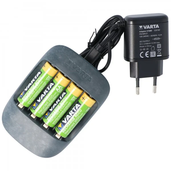 Varta 57680 Eco Charger inklusive 4x AA 2100mAh 56816 50 Prozent Bioplastic
