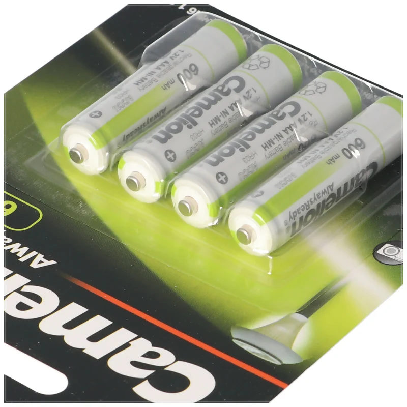 Camelion AAA, Micro LR3, HR03, NiMH Akku mit 600mAh in 4er Blisterverpackung, Always Ready mit geringer Selbstentladung, Ready to Use Akku