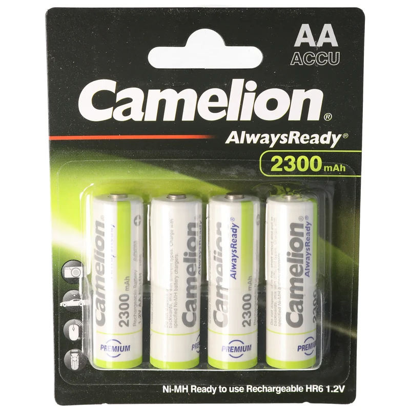 Camelion AA, Mignon LR6, HR6, NiMH Akku mit bis zu 2300mAh in 4er Blisterverpackung, Always Ready mit geringer Selbstentladung, Ready to Use Akku