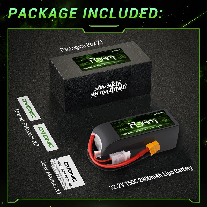 Ovonic Roam Series 6S Lipo Akku 2800mAh 6S1P 150C 22,2V Lipo Akku XT60-Stecker