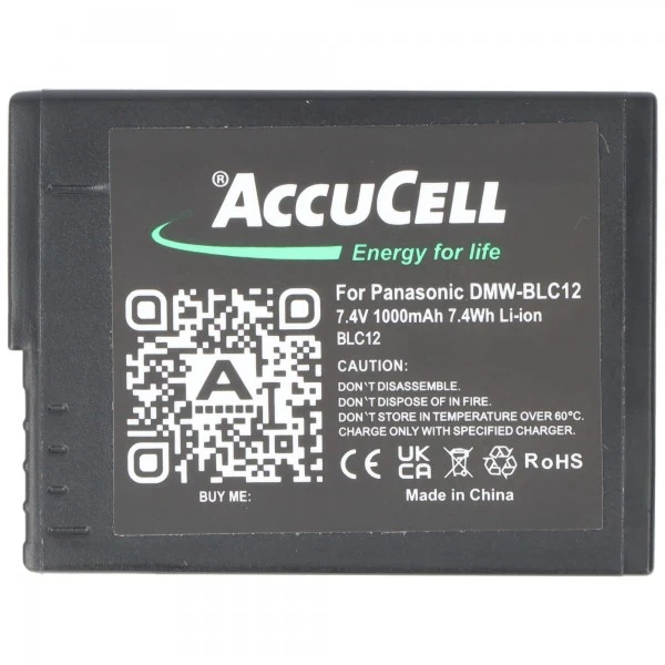 AccuCell Akku passend für Panasonic DMW-BLC12, DMW-BLC12E, DMC-GH2