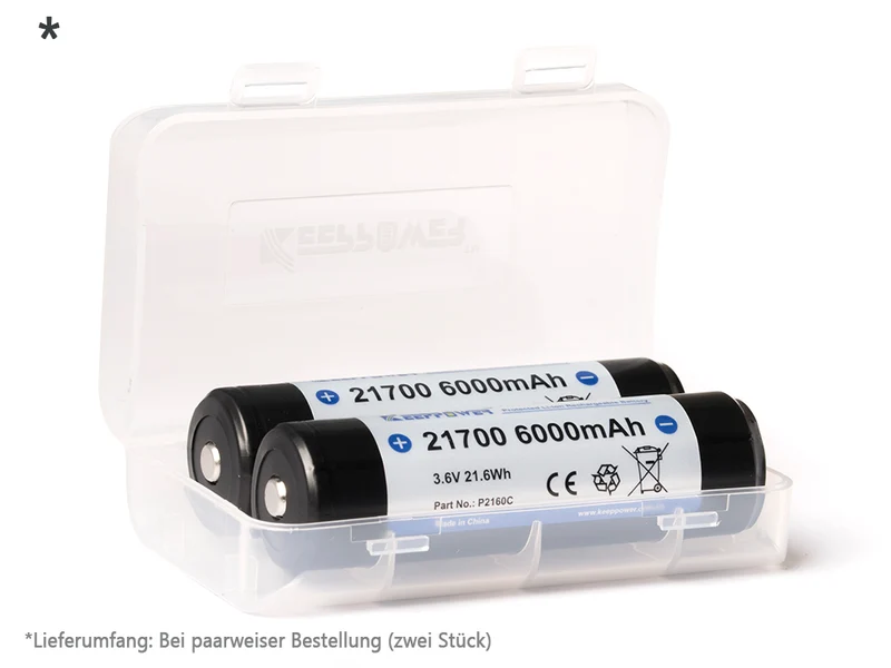 Keeppower 21700 6000mAh 3,7V Li-Ion Akku PCB geschützt P2160C