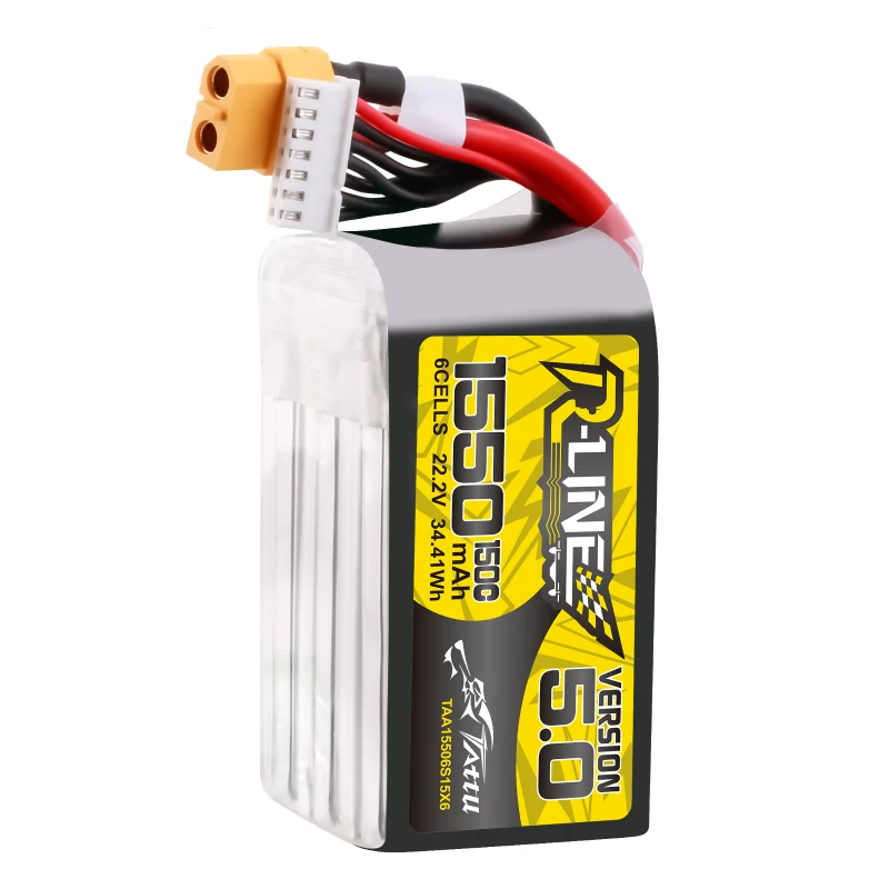 Tattu R-Line Version 5.0 6S 1550mAh 22,2V 150C 6S1P Lipo-Akkupack mit XT60-Stecker