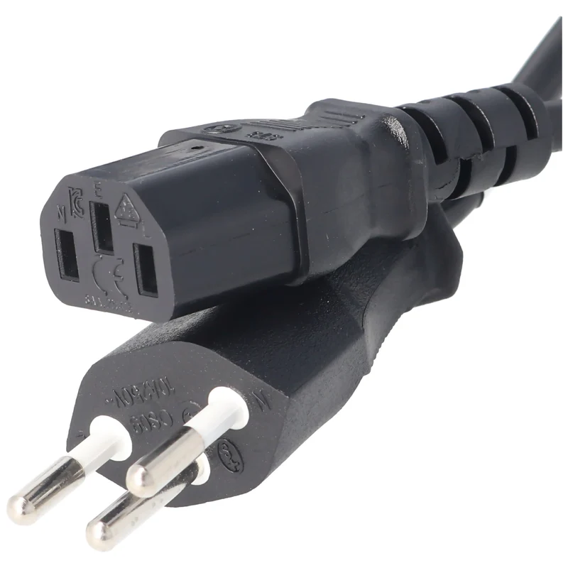 AccuCell Netzkabel mit Schweiz-Stecker für IEC-Buchse C13, Stromkabel Schweiz mit 3 Pin