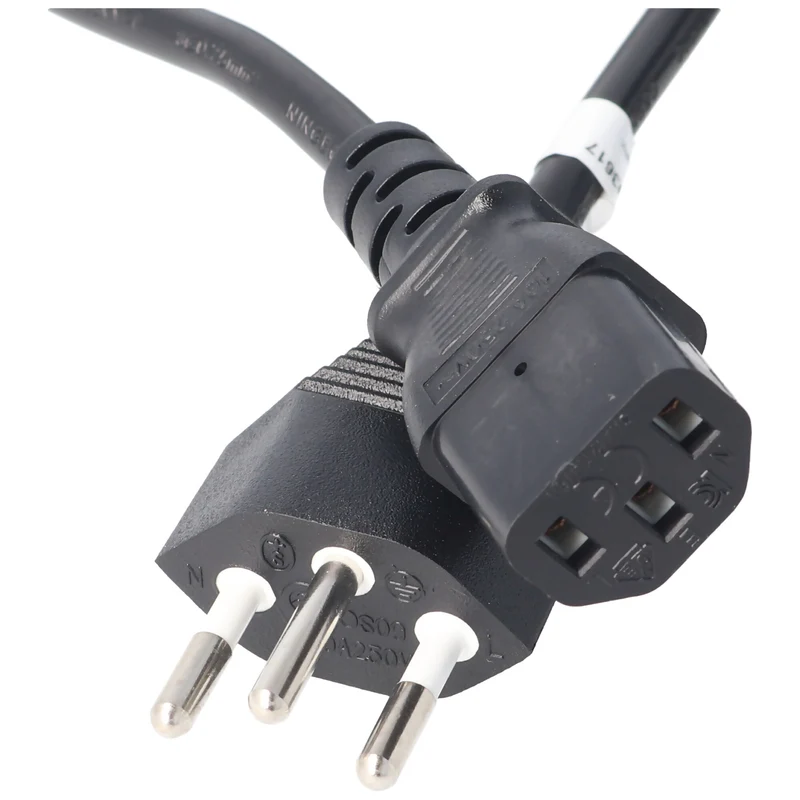 AccuCell Netzkabel mit Schweiz-Stecker für IEC-Buchse C13, Stromkabel Schweiz mit 3 Pin