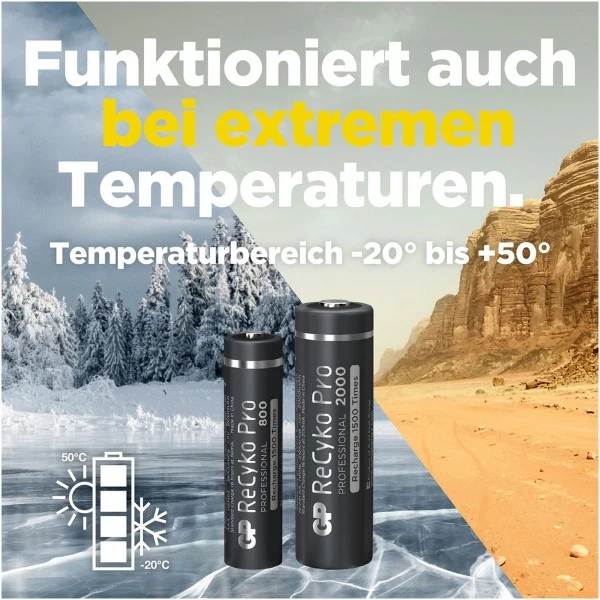 AAA Akku GP NiMH 800 mAh ReCyko Pro 1,2V 4 Stück