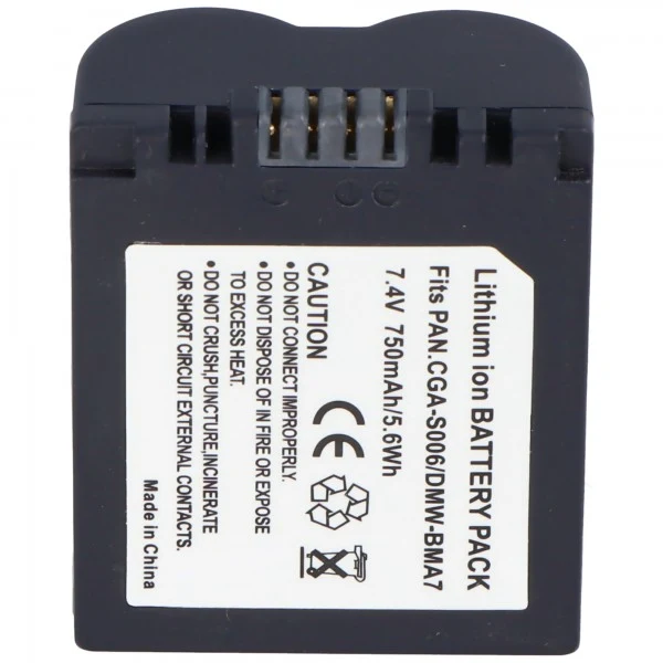 AccuCell Akku passend für Panasonic CGA-S006, DMW-BMA7, CGA-S006E