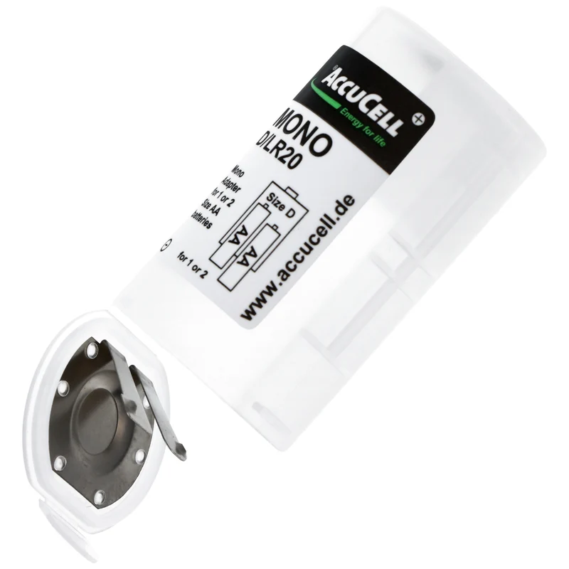AccuCell Universal Mono D Adapter für 1 oder 2 Mignon AA Akku oder Batterien, 59,2x 32mm