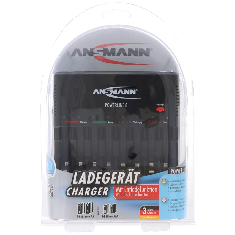 Ansmann Powerline 8 für 1-8 AA / AAA Akkus und USB-Ladebuchse 1001-0006