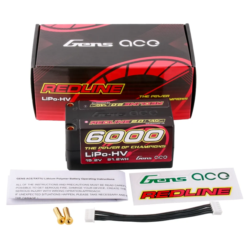 Gens ace Redline 2.0 Serie 6000 mAh 15,2 V 140 C 4S2P HardCase HV Lipo-Akku mit Hardcase 69#