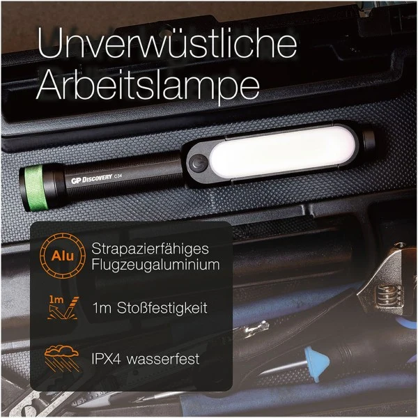GP Batteries Taschenlampe C34 mi hellen 550 Lumen inklusive 3x AA Mignon 1,5V Batterie