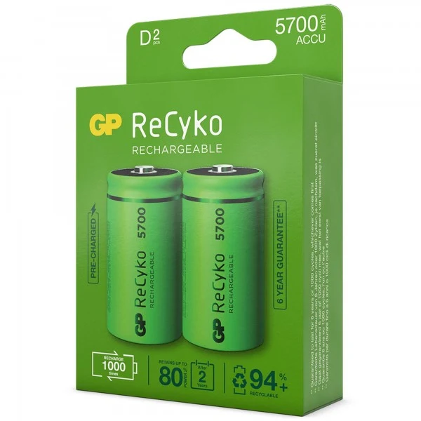 D Mono Akku GP NiMH 5700 mAh ReCyko 1,2V 2 Stück