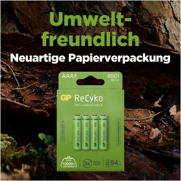 AAA Akku GP NiMH 850 mAh ReCyko 1,2V 4 Stück