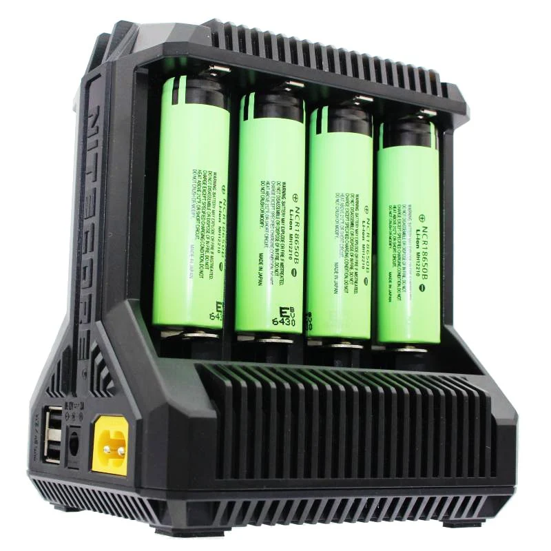 8x Panasonic 18650 Li-Ion Akku und 8fach Schnell-Ladegerät inklusive AccuCell AccuSafe