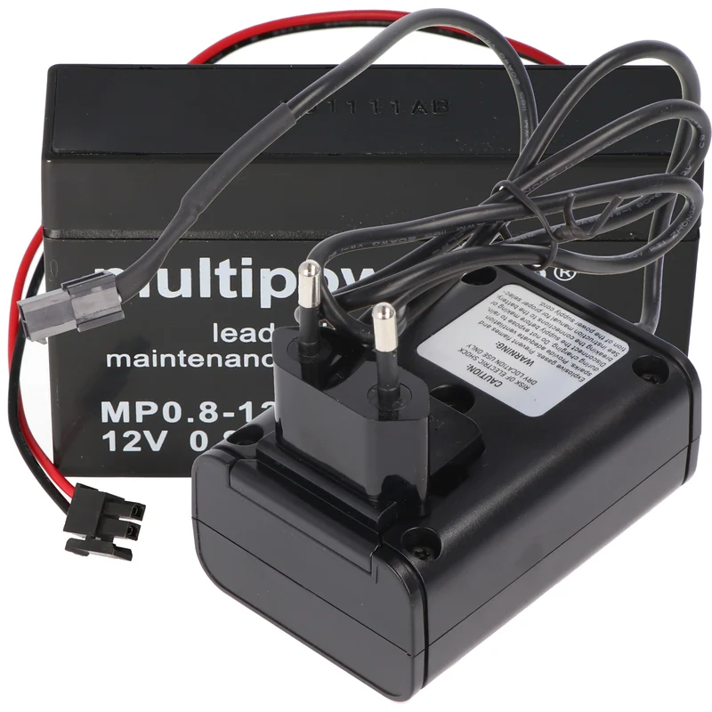 Ladegerät inklusive 1 Akku passend für den Multipower Bleiakku MP0.8-12H Heim und Haus