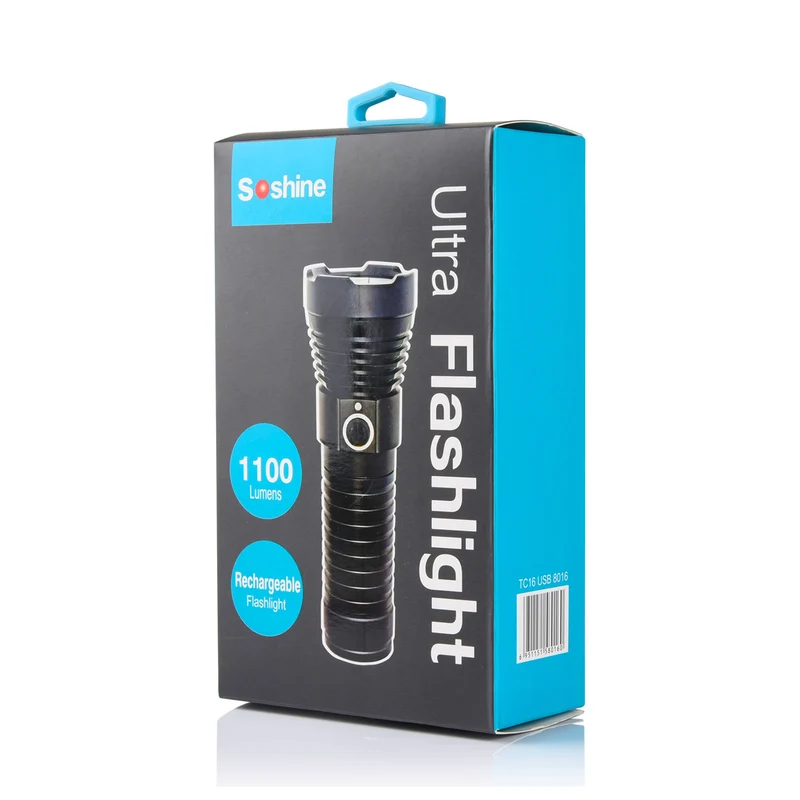 Soshine Taschenlampe TC16 USB - 26650 oder 18650