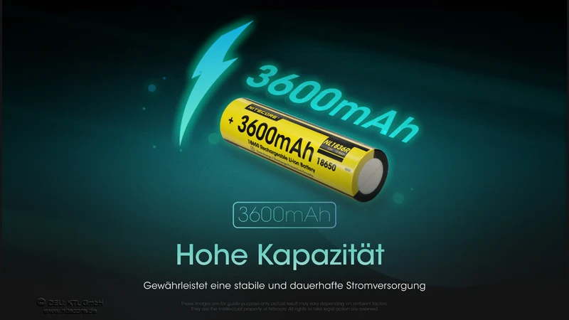 NiteCore Li-Ion-Akku 18650 - 3600mAh, 3,7V - NL1836R - USB-C - PCB geschützt