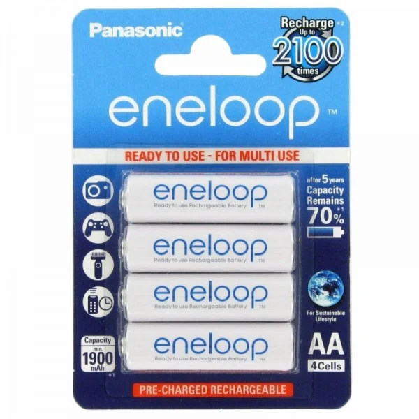 Panasonic eneloop Standard BK-3MCC Mignon AA 4 Stück und LCD Ladegerät BC 700