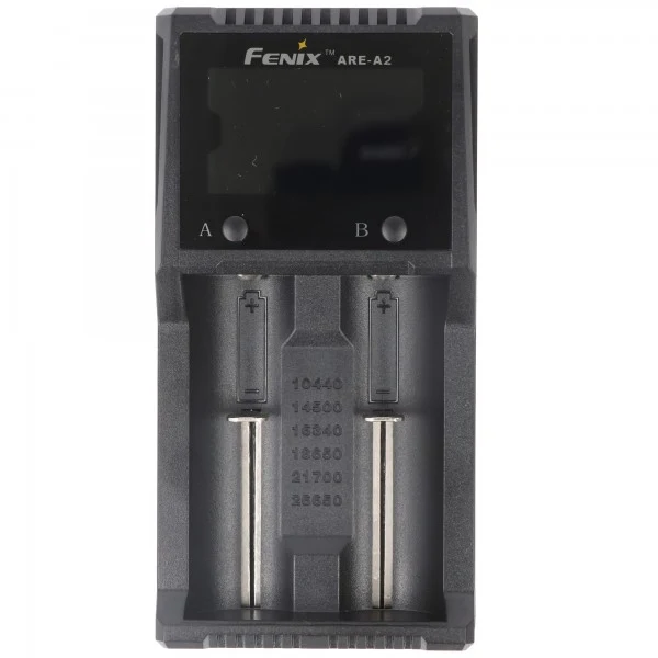Fenix ARE-A2 Ladegerät für jeweils zwei Stück 10440, 14500, 16340, 18650, 26650, 21700 Akkus