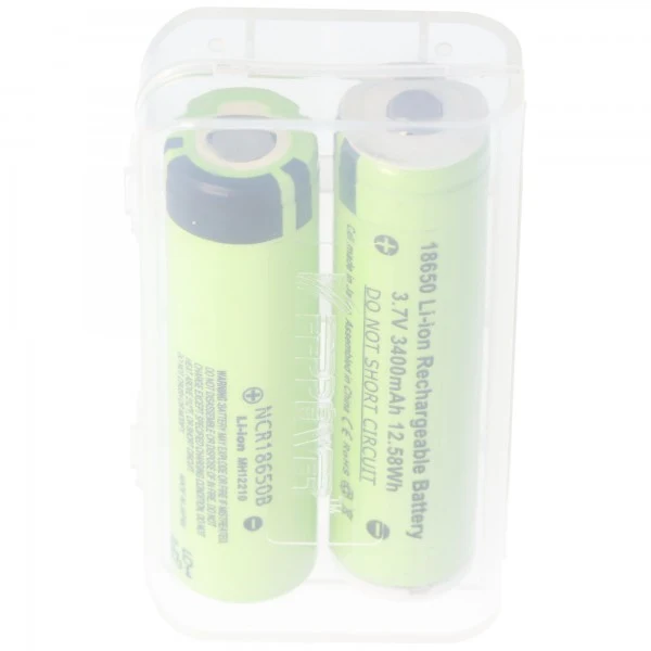 Keeppower Box für 2x 18650 transparent M3, nur geeignet für Akku bis max. 69,5mm