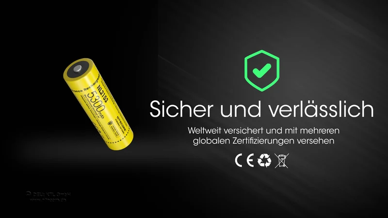 NiteCore 21700 NL2153 - 5300mAh, 8A, Li-Ionen 3,6V - PCB geschützt