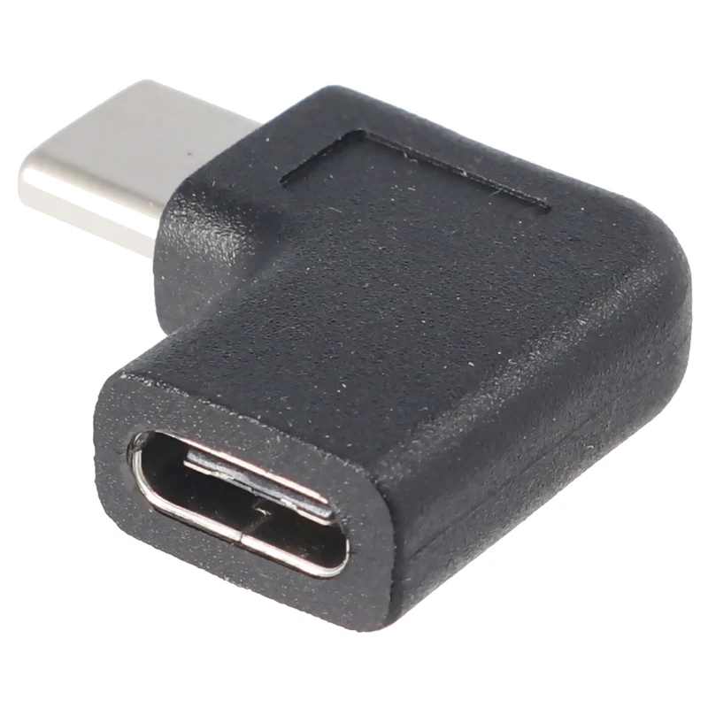AccuCell Adapter USB-C auf USB-C mit 90 Grad Winkel schwarz, abgewinkelter Adapter verlängert das USB-C, geeignet für das MacBook mit USB-C Port