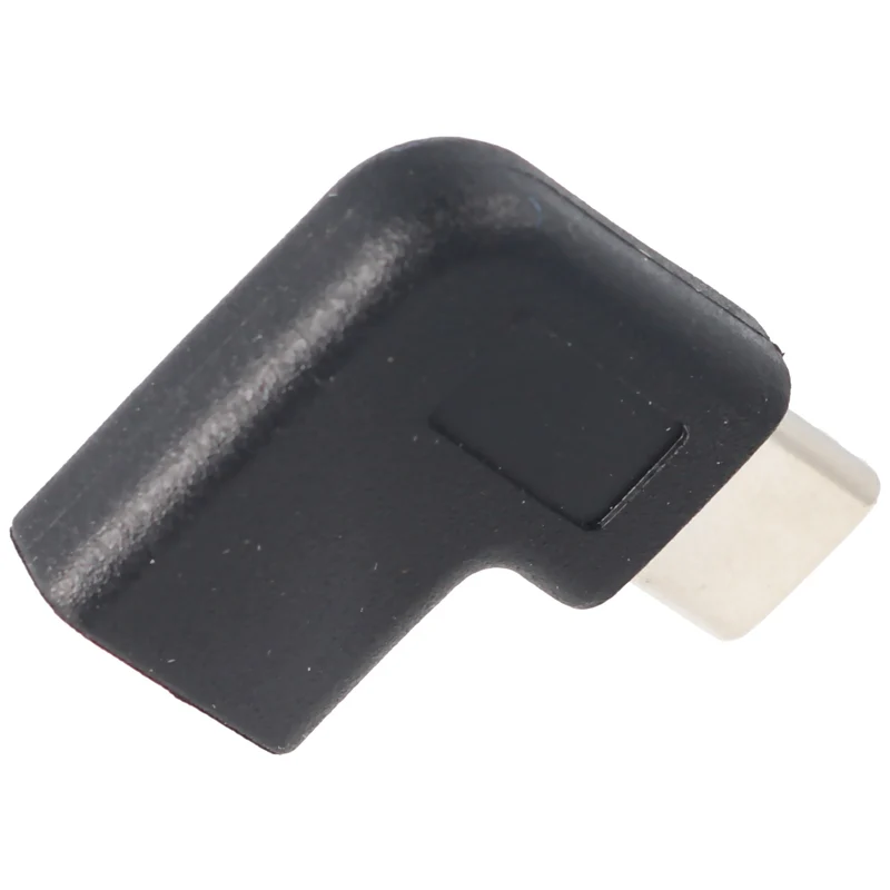 AccuCell Adapter USB-C auf USB-C mit 90 Grad Winkel schwarz, abgewinkelter Adapter verlängert das USB-C, geeignet für das MacBook mit USB-C Port