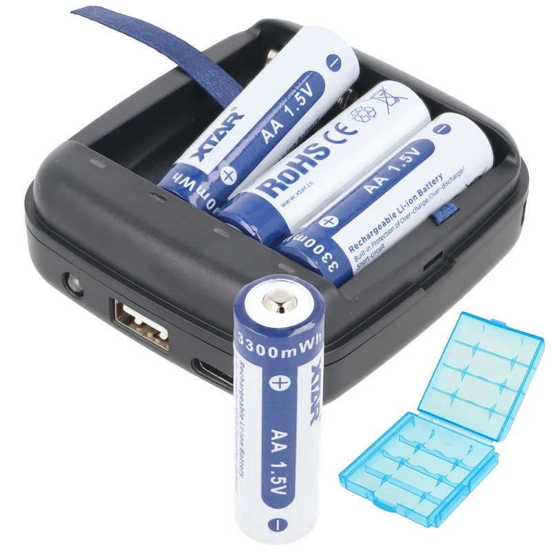 Xtar AA 1,5V 2000mAh inkl. 1,5V Ladegerät Li-Ion Akku (4 Stück)