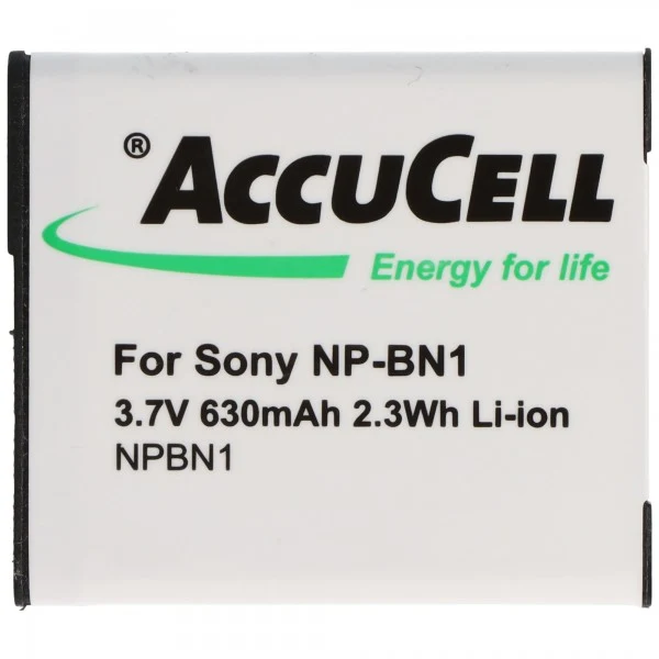 AccuCell Akku passend für Sony NP-BN1 Akku Typ N kein Original Akku 580-630mAh