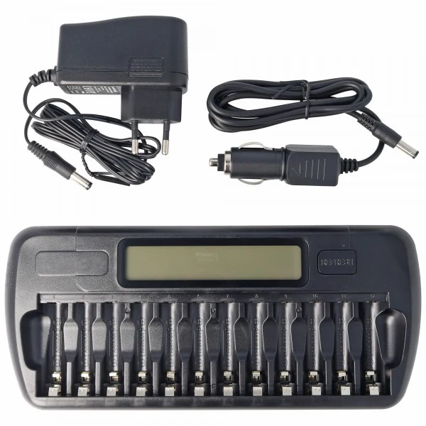 Panasonic eneloop Standard HR-3UTGA 12 Stück AA Mignon Akkus, LCD-Ladegerät mit Display für 1-12 AA