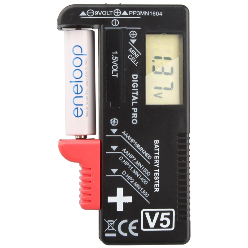 AccuCell Der LCD Akku- und Batterietester für Ihre Batterien und Akkus AAA, AA, C, D und 9V