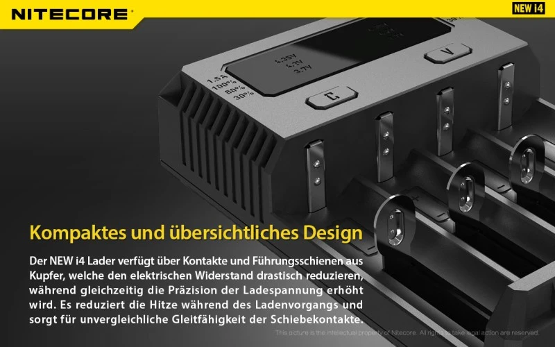 Nitecore Ladegerät Intellicharge NEW i4 mit 4 Ladeschächten NC-i4