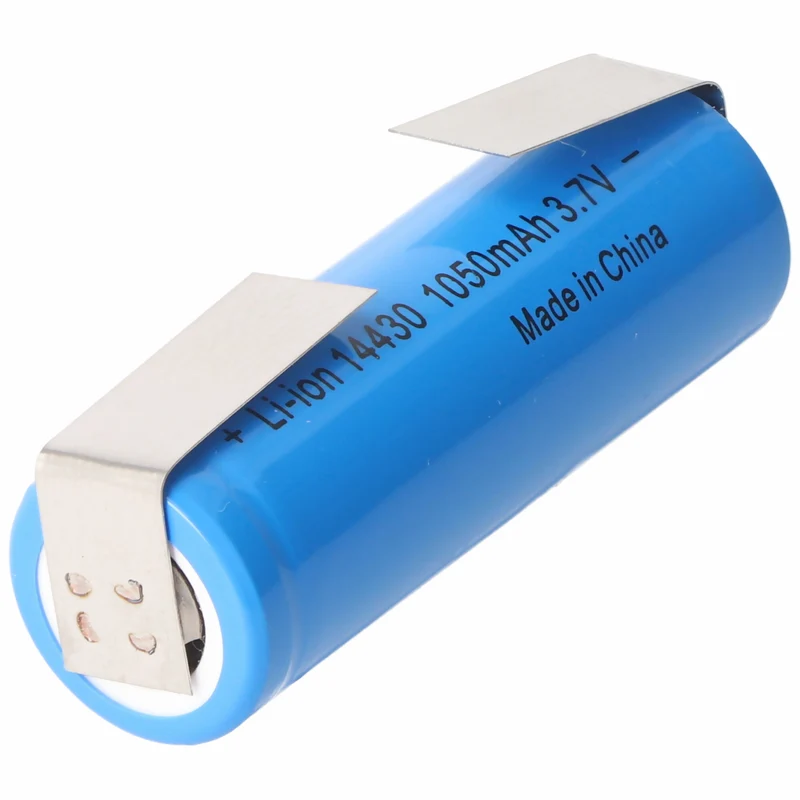 AccuCell Li-ion Akku 14430 mit Lötfahnen U-Form 1050mAh 3,6V - 3,7V Lithium-Ionen-Zelle ohne Schutzelektronik