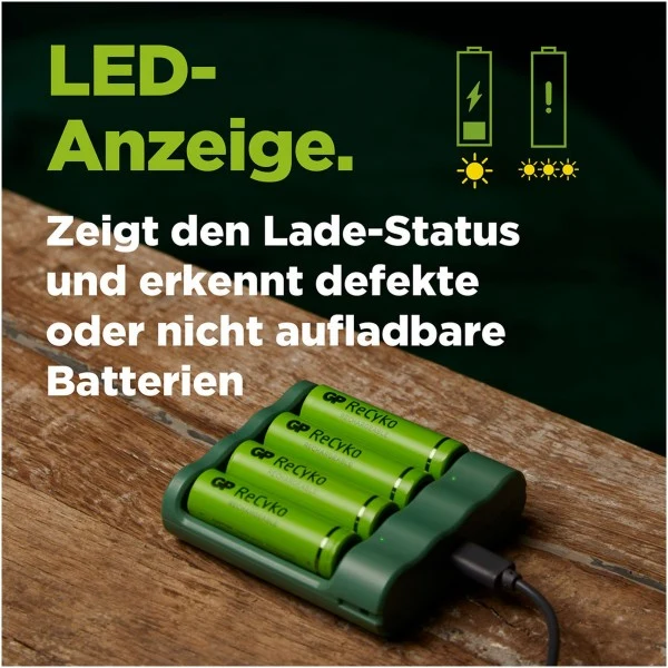 USB-Modell Ladegerät GP B421 Basic-Line 4 x ReCyko AA 2100 mAh USB Dockingstation