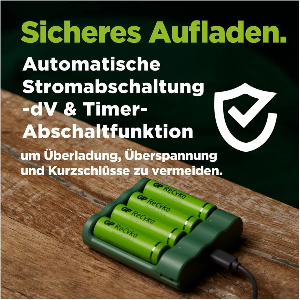 USB-Modell Ladegerät GP B421 Basic-Line 4 x ReCyko AA 2100 mAh USB Dockingstation
