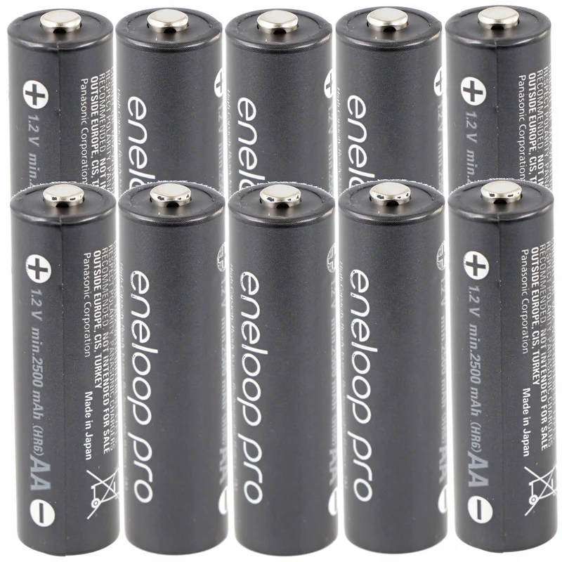 10 Panasonic eneloop Pro NiMH Akku, AA Mignon, 2500mAh mit extrastarker Leistung und AccuCell AccuSafe