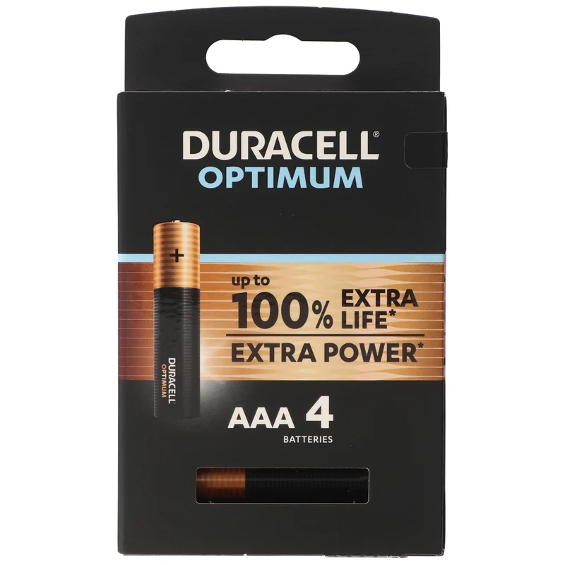 Duracell Optimum AAA Mignon Alkaline-Batterien, 1.5V LR03 MX2400, 4er-Pack