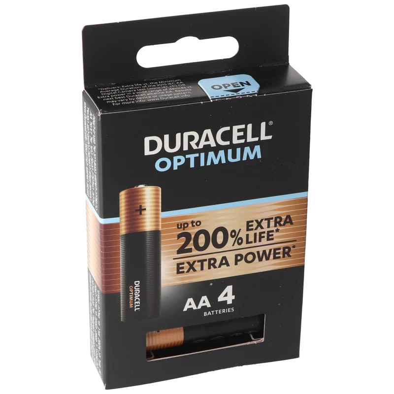 Duracell Optimum AA Mignon Alkaline-Batterien, 1.5V LR6 MX1500, 4er-Pack LR06