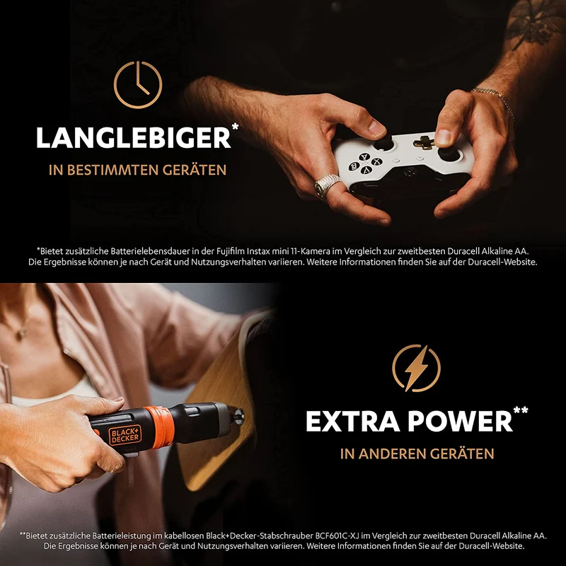Duracell Optimum AA Mignon Alkaline-Batterien, 1.5V LR6 MX1500, 4er-Pack LR06