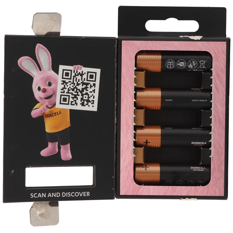 Duracell Optimum AA Mignon Alkaline-Batterien, 1.5V LR6 MX1500, 4er-Pack LR06