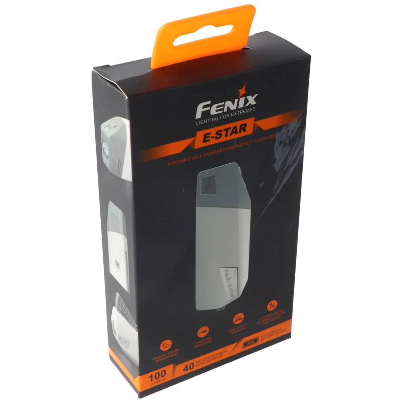 Fenix E-Star Dynamo Taschenlampe, 100 Lumen, dynamobetrieben inklusive NiMH 1,2V 1300mAh Akku