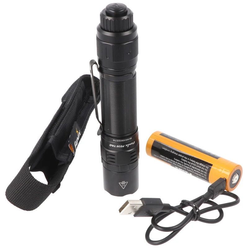 Fenix PD36 TAC LED-Taschenlampe, taktische Taschenlampe, mit Einhanddrehschalter, max. 3000 Lumen, inklusive ARB-L21-5000U Li-Ion Akku