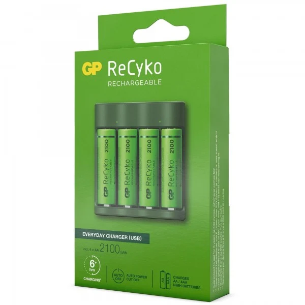 USB-Modell Ladegerät GP B421 Basic-Line 4 x ReCyko AA 2100 mAh